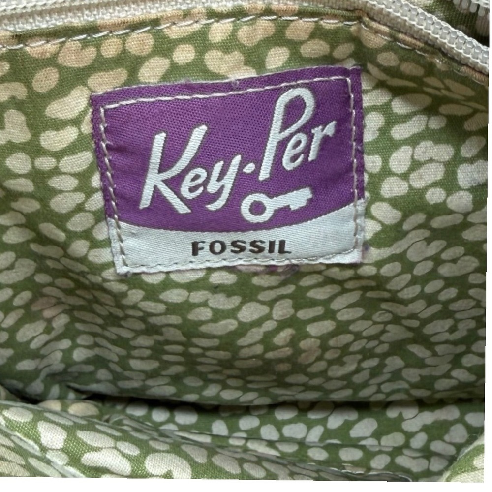 Fossil Key-Per Black Quilted Nylon Crossbody Bag Brown Leather Trim Y2K - Picture 5 of 11